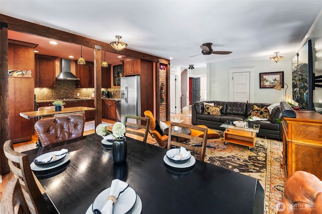503 12th Ave E, Seattle, WA 98102 - dining space featuring a ceiling fan and recessed lighting