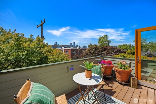503 12th Ave E, Seattle, WA 98102 - wooden deck featuring a view of skyline