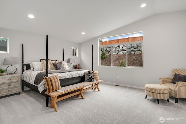 8104 131st Pl SE Unit 13, Snohomish, WA 98296 - bedroom with lofted ceiling, recessed lighting, and light colored carpet