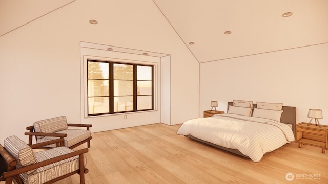 6320 240th Way NE, Redmond, WA 98053 - bedroom featuring light wood finished floors and lofted ceiling