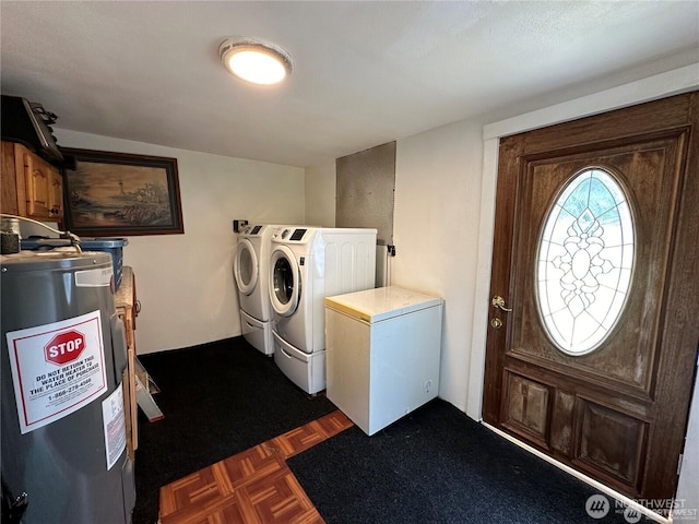715 Copalis Beach Rd, Copalis Beach, WA 98535 - washroom featuring water heater and independent washer and dryer