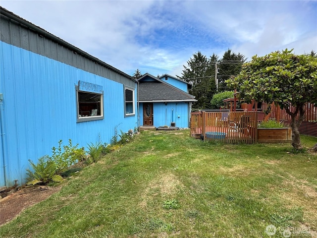 715 Copalis Beach Rd, Copalis Beach, WA 98535 - view of grassy yard featuring a deck