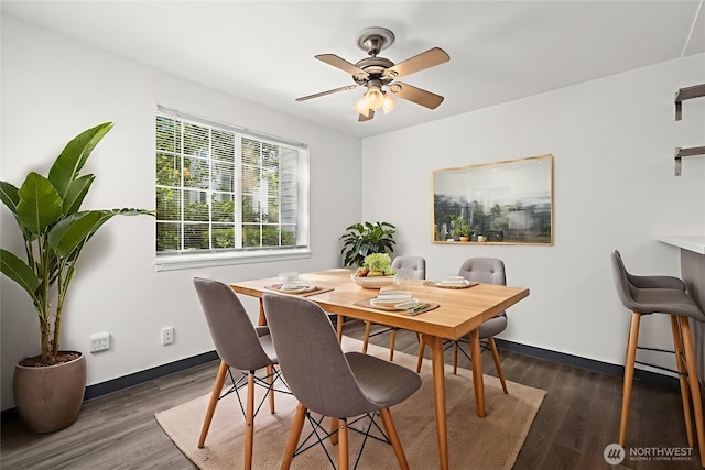7453 Newcastle Golf Club Rd Unit L103, Newcastle, WA 98059 - dining room with a ceiling fan and dark wood-type flooring
