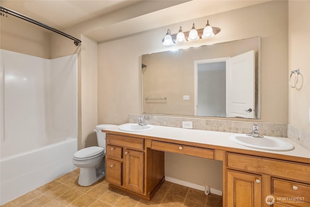 932 Tipsoo Loop N, Rainier, WA 98576 - bathroom with double vanity, bathtub / shower combination, and tile patterned floors