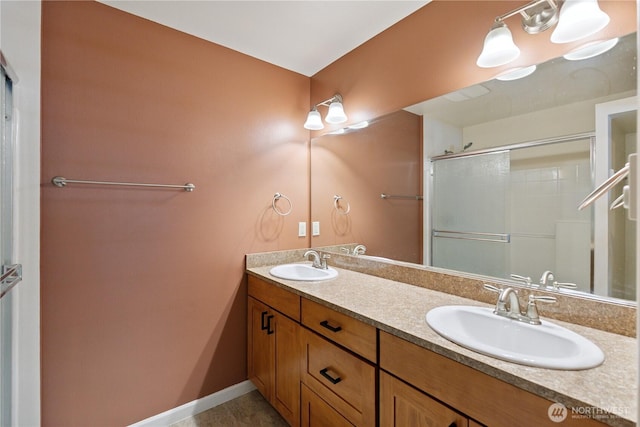 1229 14th St, Port Townsend, WA 98368 - full bathroom with double vanity and an enclosed shower