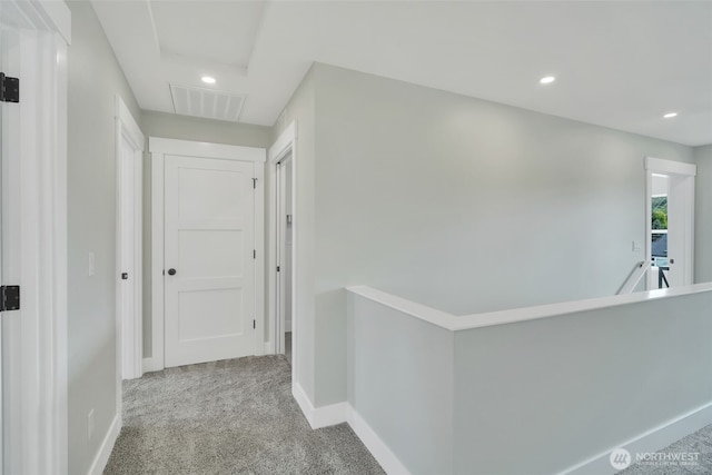 6410 S Fife St, Tacoma, WA 98409 - corridor featuring an upstairs landing, carpet floors, and recessed lighting