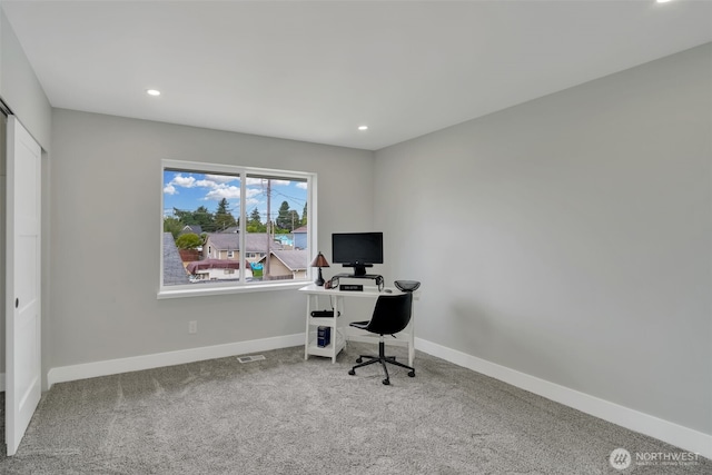 6410 S Fife St, Tacoma, WA 98409 - home office with carpet flooring and recessed lighting