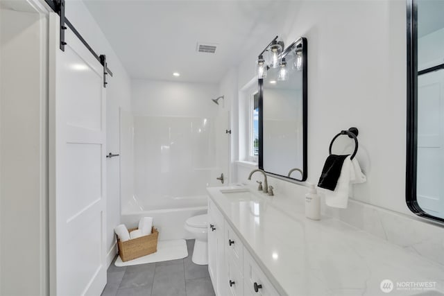 6410 S Fife St, Tacoma, WA 98409 - full bathroom featuring vanity, shower / tub combination, tile patterned floors, and recessed lighting