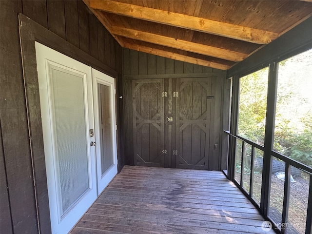 7379 Hideaway Ln, Anacortes, WA 98221 - unfurnished sunroom featuring vaulted ceiling