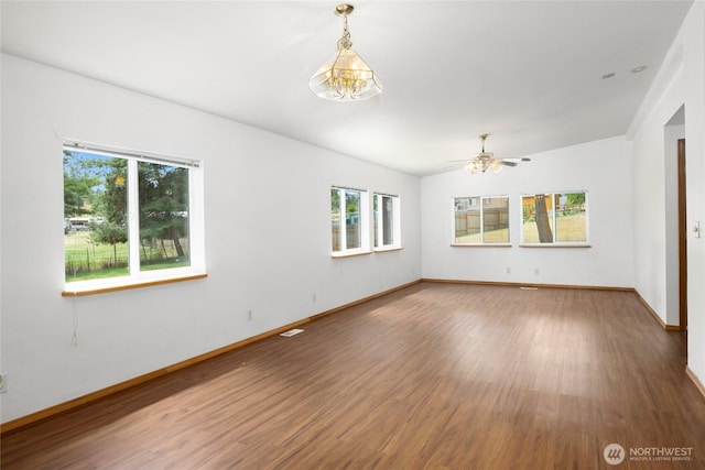 101 Twin Lakes Rd, Cle Elum, WA 98922 - spare room with wood finished floors, vaulted ceiling, and ceiling fan