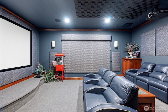 1022 7th Ct, Fox Island, WA 98333 - carpeted home theater with crown molding and recessed lighting