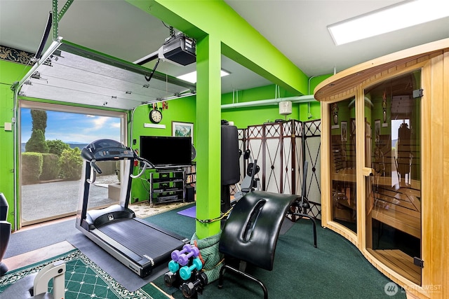 1022 7th Ct, Fox Island, WA 98333 - workout room featuring carpet floors