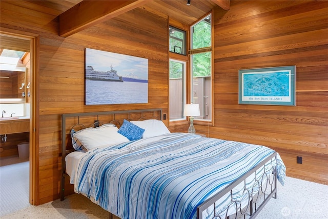 69 Rocky Rd, Crane Island, WA 98245 - bedroom featuring wood walls and a sink