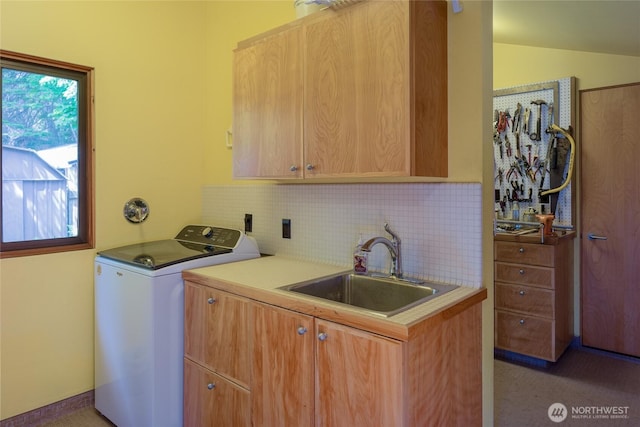 69 Rocky Rd, Crane Island, WA 98245 - washroom featuring washer / clothes dryer and cabinet space