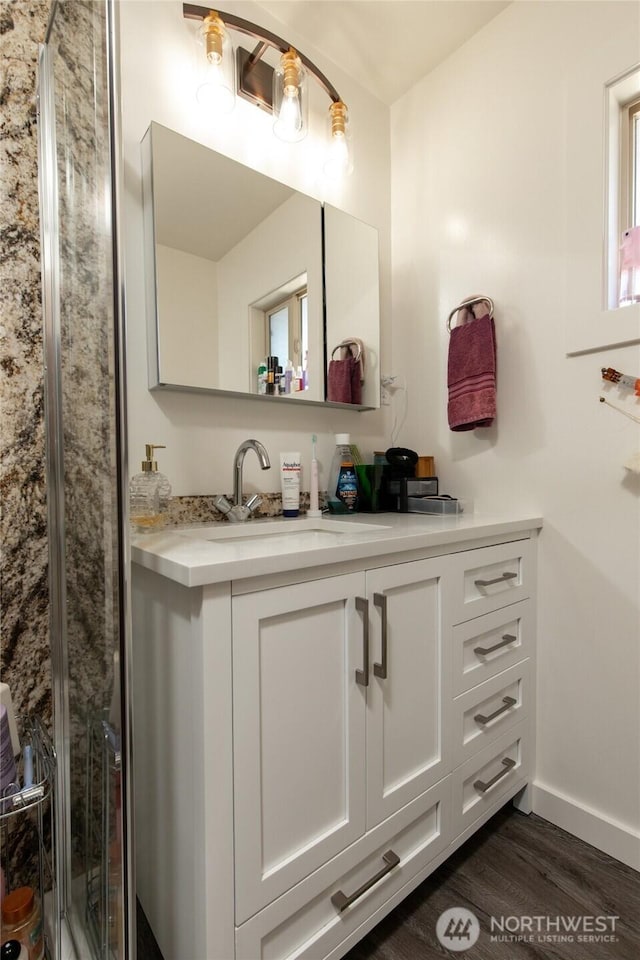 1130 Central Dr, Coulee Dam, WA 99116 - bathroom with vanity and wood finished floors