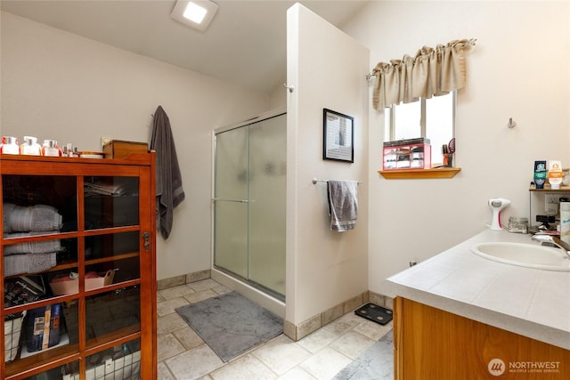 1130 Central Dr, Coulee Dam, WA 99116 - bathroom featuring a stall shower and vanity