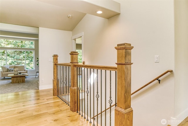 4957 Lewis Ave, Bellingham, WA 98229 - stairs with wood finished floors, recessed lighting, and lofted ceiling