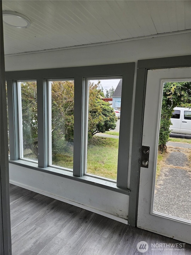 3023 Aberdeen Ave, Hoquiam, WA 98550 - doorway featuring plenty of natural light, wood finished floors, and wooden ceiling