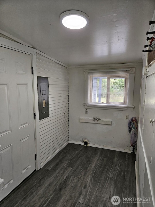 3023 Aberdeen Ave, Hoquiam, WA 98550 - laundry area featuring dark wood-style flooring and electric panel