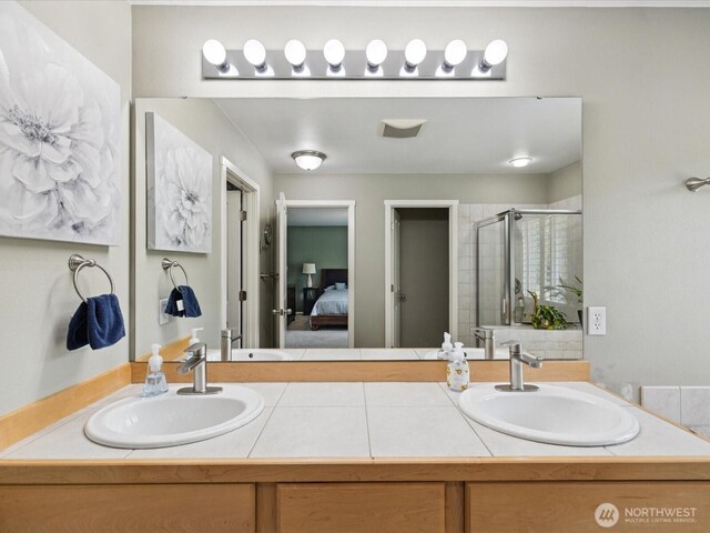 12732 69th Dr SE, Snohomish, WA 98296 - ensuite bathroom with double vanity and a stall shower