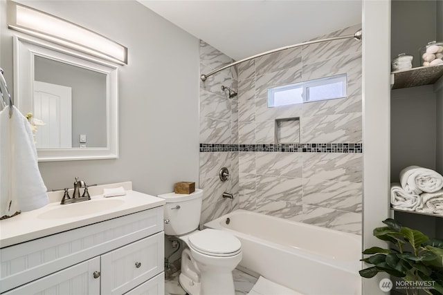 625 SW 122nd St, Seattle, WA 98146 - full bathroom with vanity, shower / washtub combination, and marble look tiles