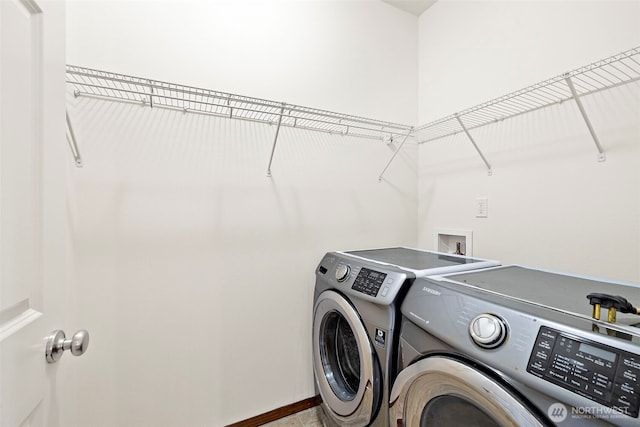 22820 41st Dr SE, Bothell, WA 98021 - laundry area featuring washer and clothes dryer and baseboards