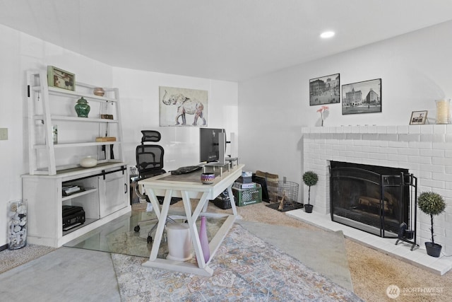 10208 D St E, Tacoma, WA 98445 - office area featuring a brick fireplace