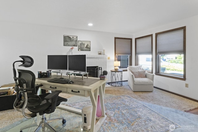 10208 D St E, Tacoma, WA 98445 - home office with a brick fireplace and carpet