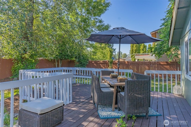10208 D St E, Tacoma, WA 98445 - deck with a fenced backyard and outdoor dining space
