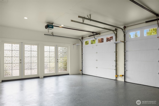 3204 Evergreen Point Rd, Medina, WA 98039 - garage with french doors, a garage door opener, and recessed lighting