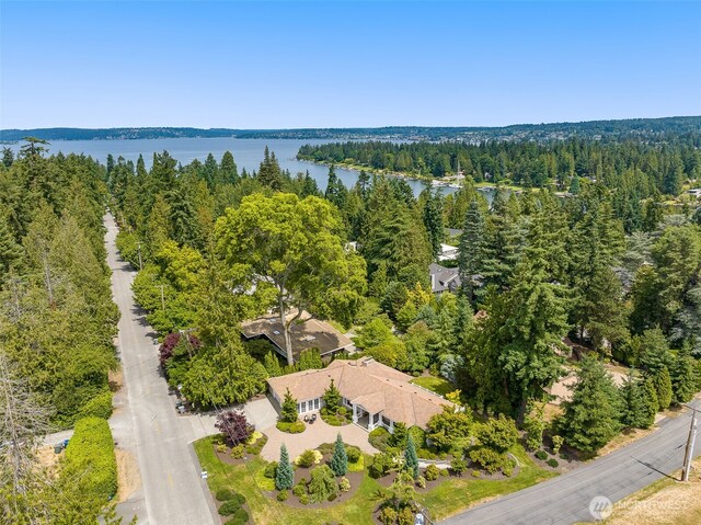 3204 Evergreen Point Rd, Medina, WA 98039 - bird's eye view of a forest and a nearby body of water