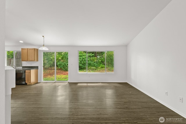 4327 Cedar Ct SE, Lacey, WA 98503 - unfurnished living room with healthy amount of natural light and dark wood finished floors