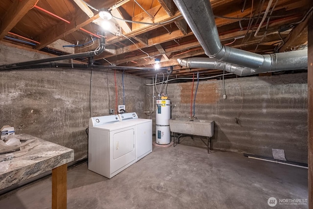 225 Basin St SW, Ephrata, WA 98823 - unfinished below grade area with washer and clothes dryer and a sink