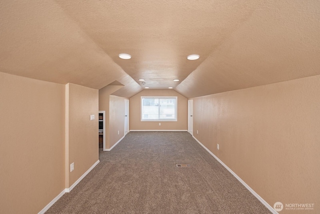 225 Basin St SW, Ephrata, WA 98823 - bonus room featuring lofted ceiling, a textured ceiling, and dark carpet