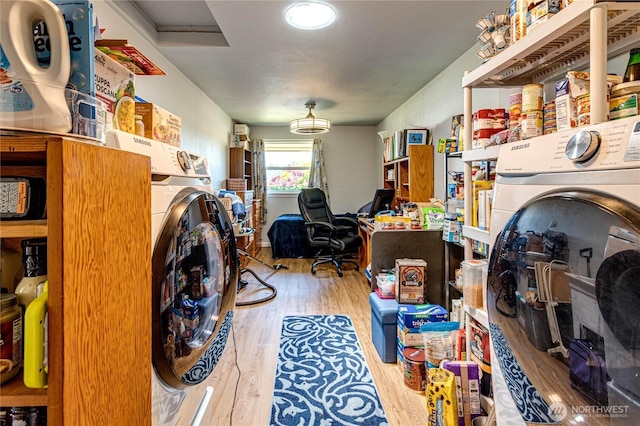 161 Lupine Dr, Sequim, WA 98382 - laundry room with wood finished floors, an office area, and washer / clothes dryer