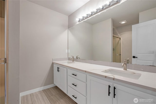 5814 Braywood Ln SE, Olympia, WA 98513 - full bathroom with double vanity and a shower stall