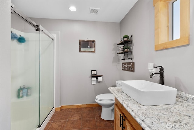 3146 State Route 508, Onalaska, WA 98570 - full bathroom featuring a shower stall, vanity, tile patterned floors, and recessed lighting
