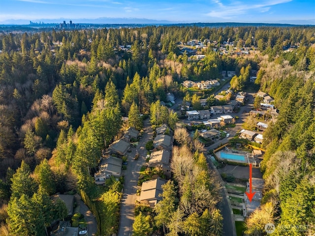 16932 NE 2nd Pl, Bellevue, WA 98008 - aerial overview of property's location featuring a heavily wooded area and nearby suburban area