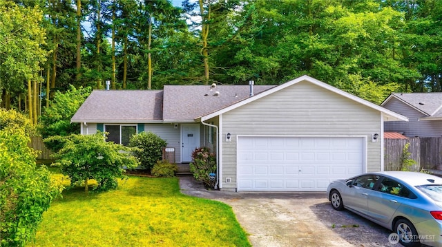1390 Jordan Ct, Oak Harbor, WA 98277 - ranch-style home with driveway, a garage, and roof with shingles
