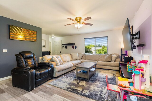 1390 Jordan Ct, Oak Harbor, WA 98277 - living room with wood finished floors and ceiling fan