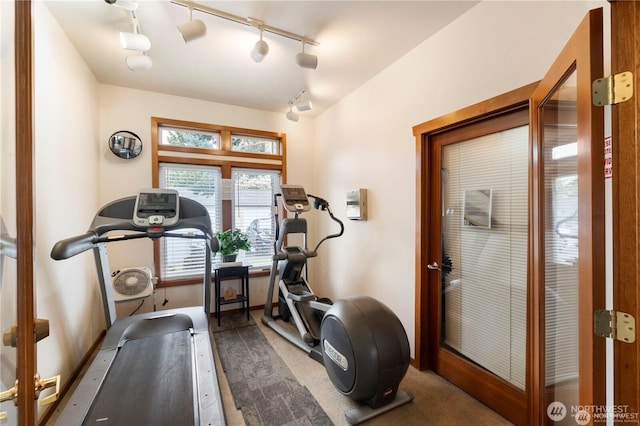 11130 SE 208th St Unit N101, Kent, WA 98031 - exercise area featuring rail lighting and carpet flooring