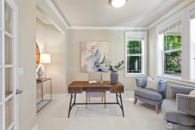 2648 116th Ave NE, Bellevue, WA 98004 - carpeted home office featuring ornamental molding and baseboards