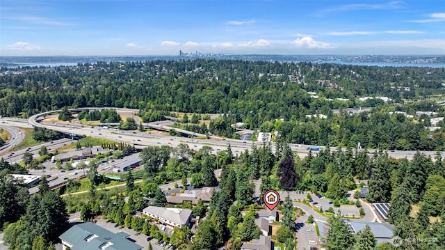 2648 116th Ave NE, Bellevue, WA 98004 - aerial overview of property's location with a highway and a large body of water