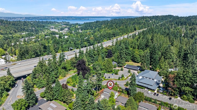 2648 116th Ave NE, Bellevue, WA 98004 - aerial view of property's location featuring a forest and a large body of water