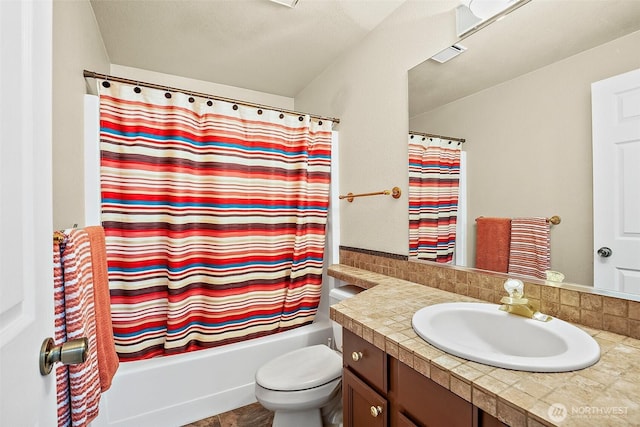 9304 Farwest Dr SW, Tacoma, WA 98498 - bathroom with vanity and shower / bathtub combination with curtain