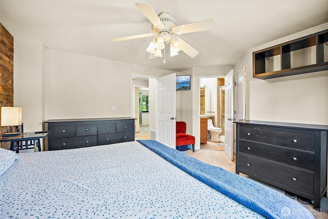 9304 Farwest Dr SW, Tacoma, WA 98498 - bedroom with light carpet, ensuite bath, and a ceiling fan