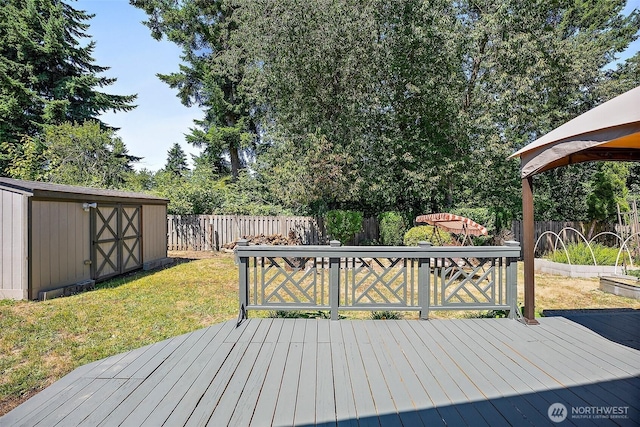 9304 Farwest Dr SW, Tacoma, WA 98498 - wooden deck with a fenced backyard and a shed