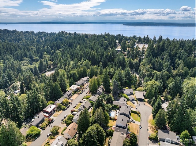 317NW 177th St, Shoreline, WA 98177 - aerial view of residential area with a heavily wooded area and a large body of water