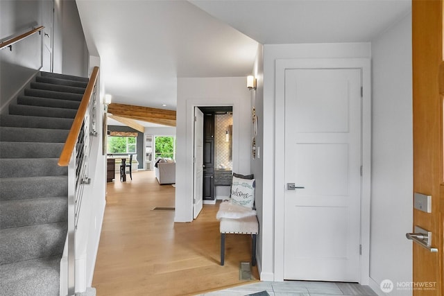 3406 SW Manning St, Seattle, WA 98126 - foyer entrance featuring light wood-type flooring and stairs