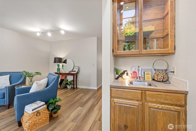 300 N Sequim Ave Unit 15, Sequim, WA 98382 - interior space featuring light wood-type flooring and bar with sink